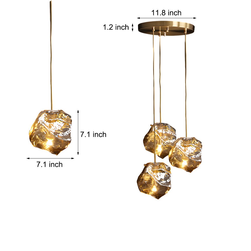 Lava Texture Glass Pendant Light Copper Post-Modern Chandelier