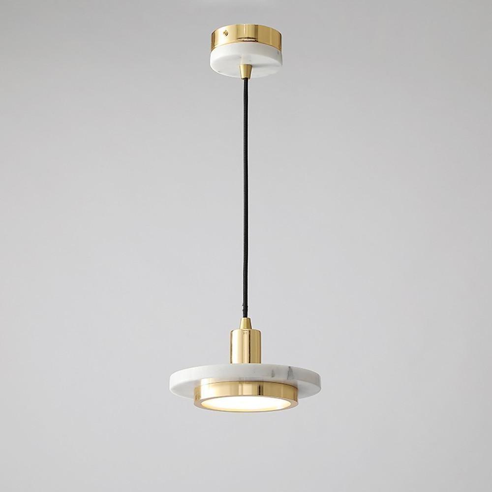Double Circle Pendant Light Classic Metal Marble Ceiling Fixture