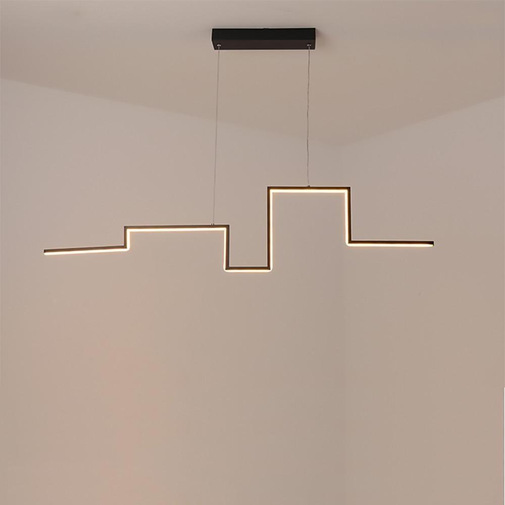 Modern Irregular Linear LED Pendant Light - Metal & PVC Design