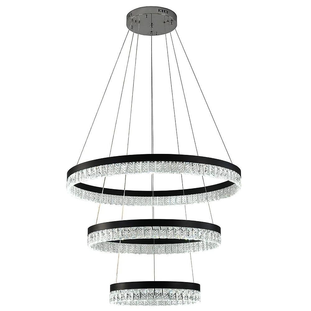 3-Tier Crystal Chandelier LED Modern Circular Pendant Light
