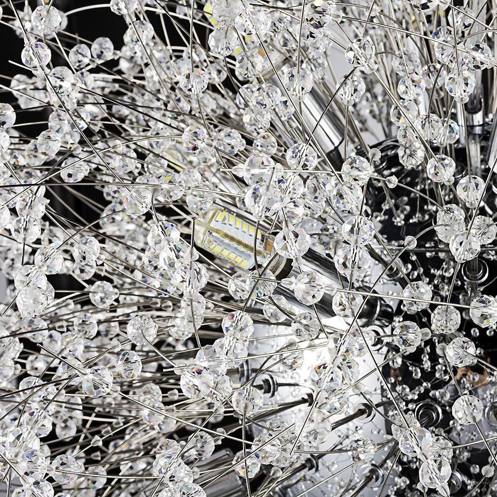 Crystal Globe Chandelier - Modern LED Pendant Light Metal Finish