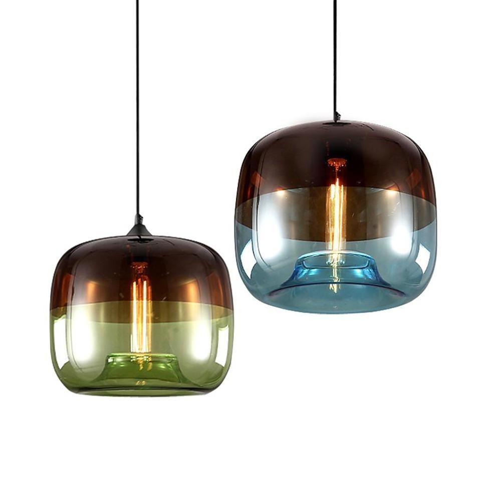Stained Glass Globe Pendant Light Artistic Multicolor Dining Fixture