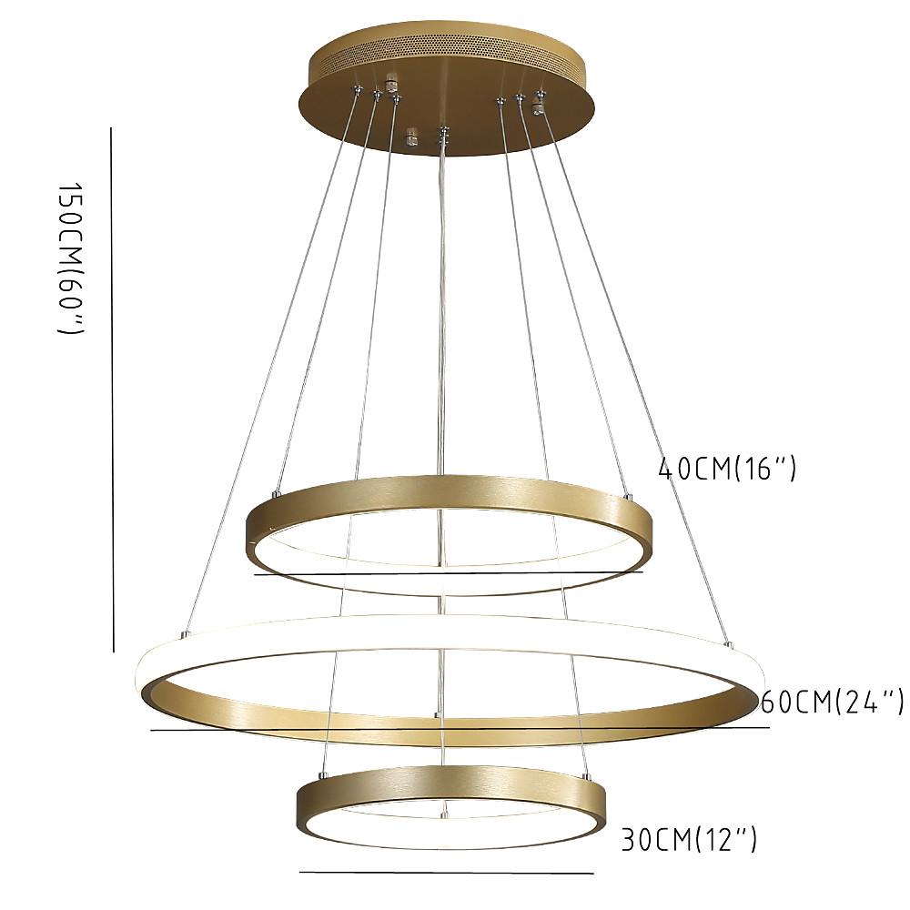Adjustable Ring LED Chandelier - Dimmable Gold Contemporary Design
