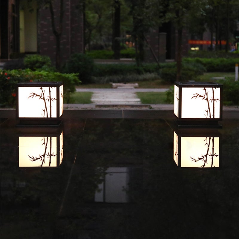 Modern Solar Geometric Pillar Light - Acrylic & Stainless Steel
