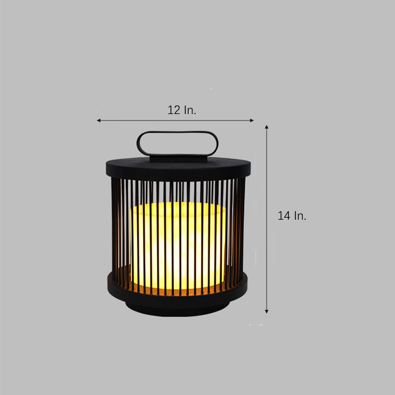 Modern Black Cage Outdoor Lantern with Handle - Waterproof LED Lamp