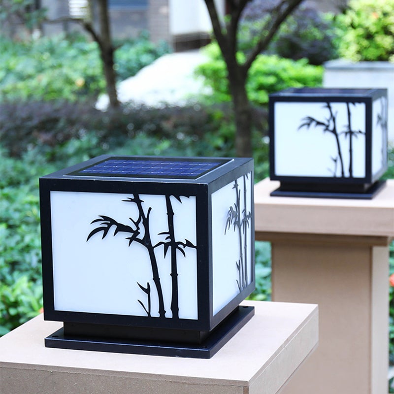 Modern Solar Geometric Pillar Light - Acrylic & Stainless Steel