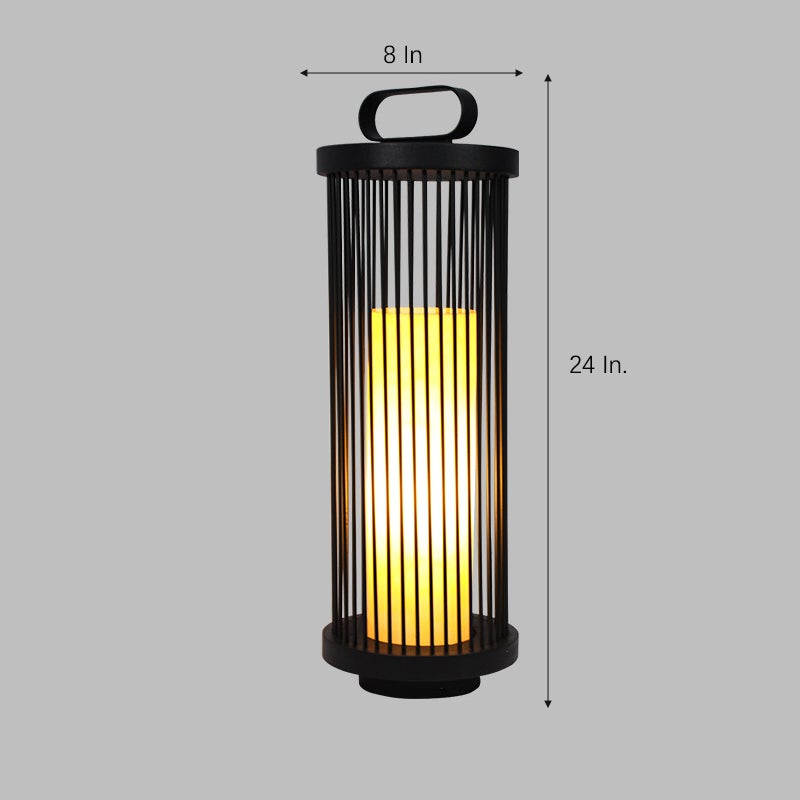 Modern Black Cage Outdoor Lantern with Handle - Waterproof LED Lamp