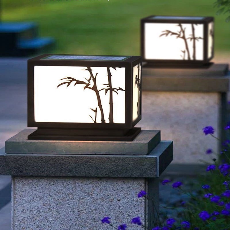 Modern Solar Geometric Pillar Light - Acrylic & Stainless Steel