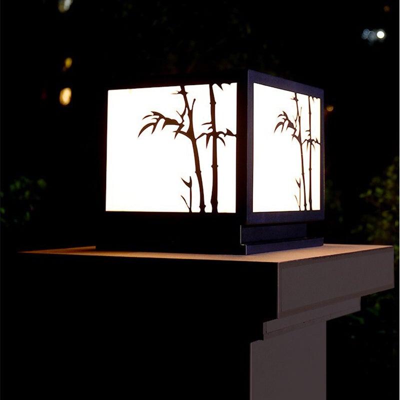 Modern Solar Geometric Pillar Light - Acrylic & Stainless Steel