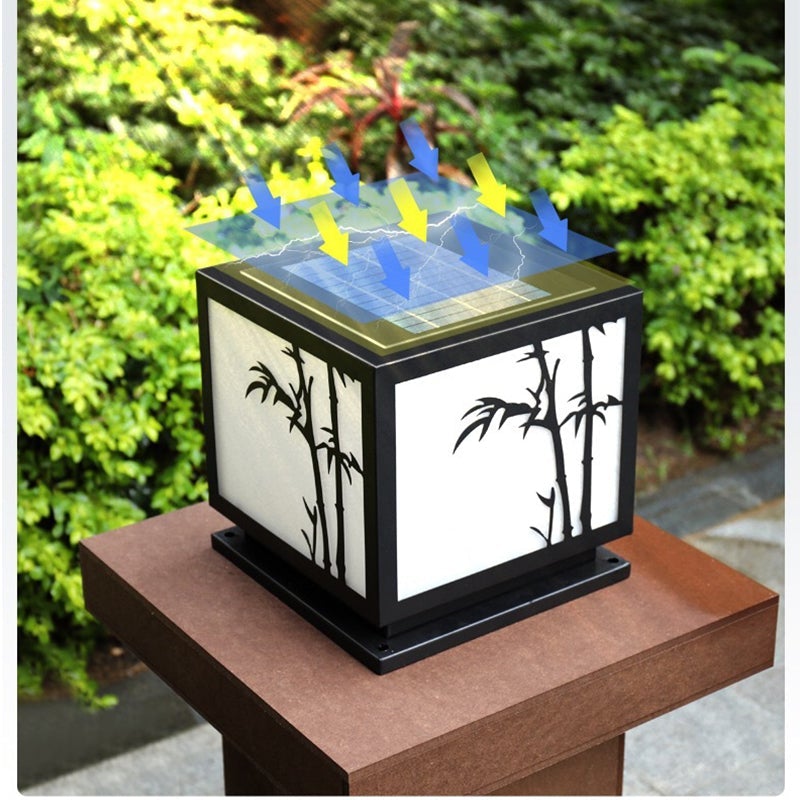 Modern Solar Geometric Pillar Light - Acrylic & Stainless Steel