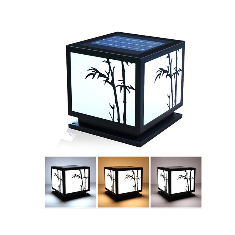 Modern Solar Geometric Pillar Light - Acrylic & Stainless Steel