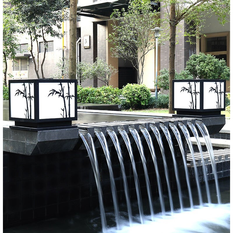 Modern Solar Geometric Pillar Light - Acrylic & Stainless Steel