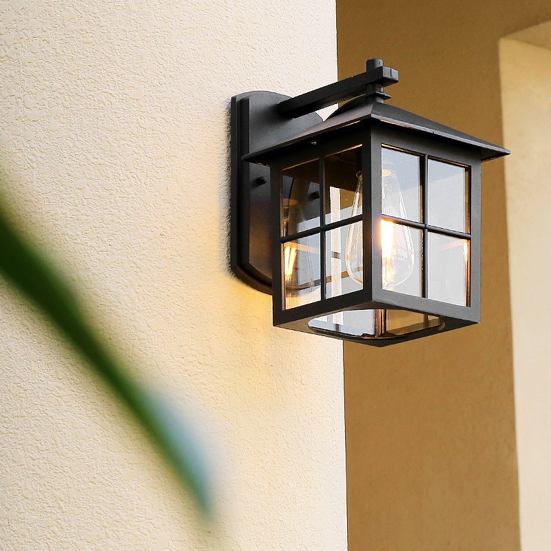 Modern Square Glass Outdoor Wall Light with Aluminum Frame