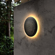 Perforated Round LED Outdoor Wall Light Waterproof Black