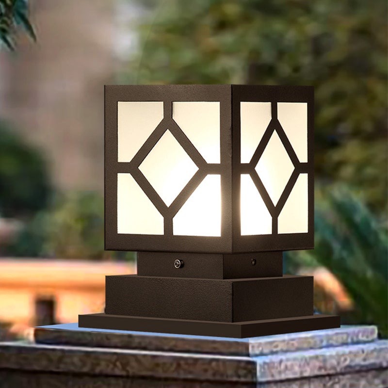 Modern Black LED Outdoor Post Light - Stainless Steel Waterproof