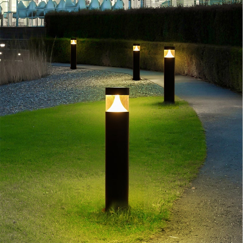 Modern Black Aluminum LED Post Light Waterproof Outdoor Lamp