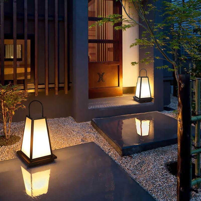 Retro Black LED Outdoor Lantern - Waterproof Garden Pathway Light