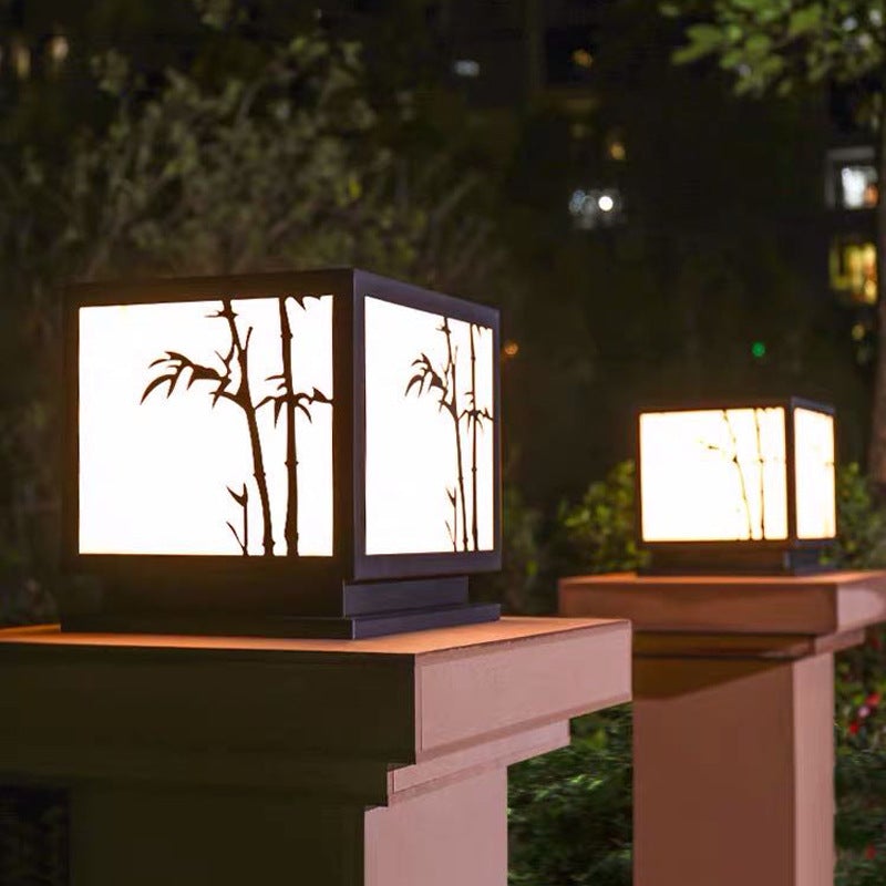 Modern Solar Geometric Pillar Light - Acrylic & Stainless Steel