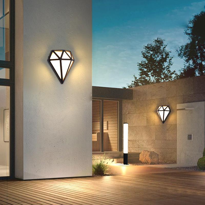 Rhombus LED Waterproof Modern Outdoor Wall Light - White