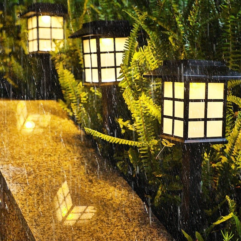 Solar Pavilion Garden Stake Light Modern Black Outdoor LED Lighting