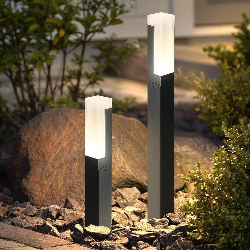 Modern Cuboid LED Bollard Light – Aluminum Outdoor Post Lamp