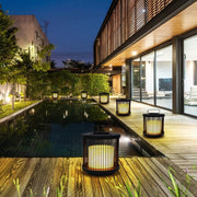 Modern Black Cage Outdoor Lantern with Handle - Waterproof LED Lamp