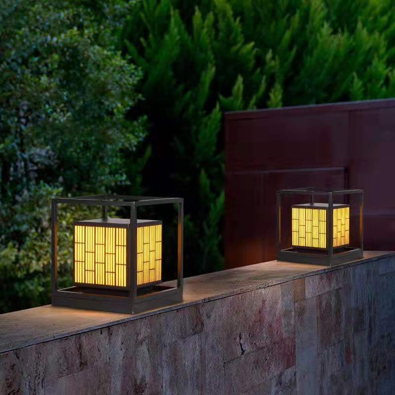 Modern Geometric Solar Post Light Outdoor Waterproof LED Lamp