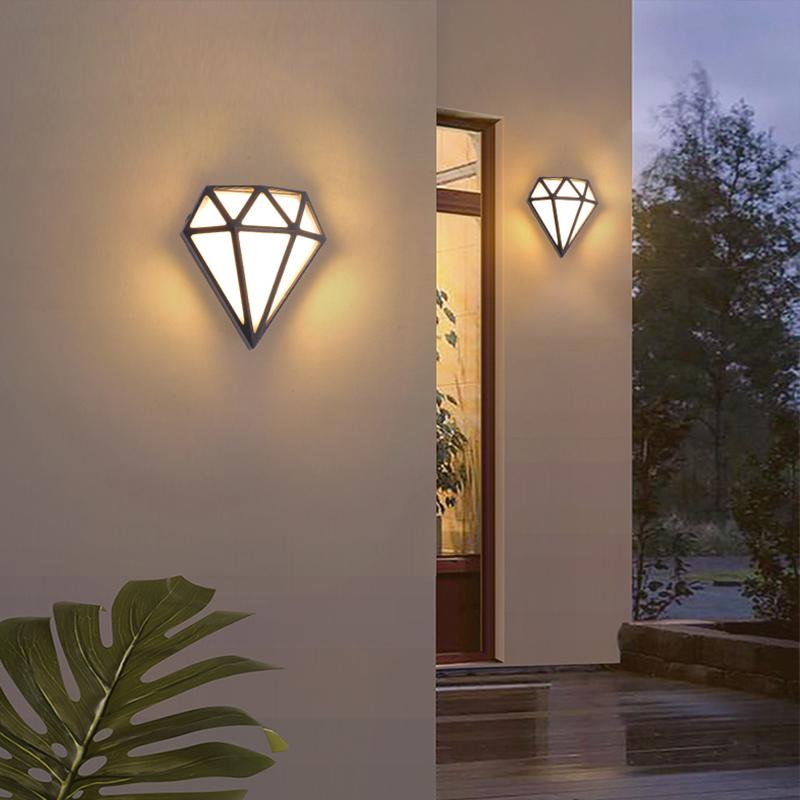 Rhombus LED Waterproof Modern Outdoor Wall Light - White