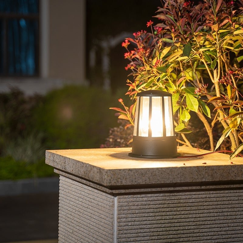 Modern Geometric LED Outdoor Post Light - Aluminum & Acrylic