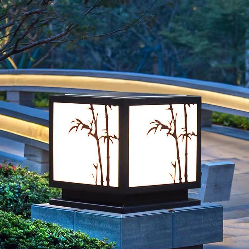 Modern Solar Geometric Pillar Light - Acrylic & Stainless Steel