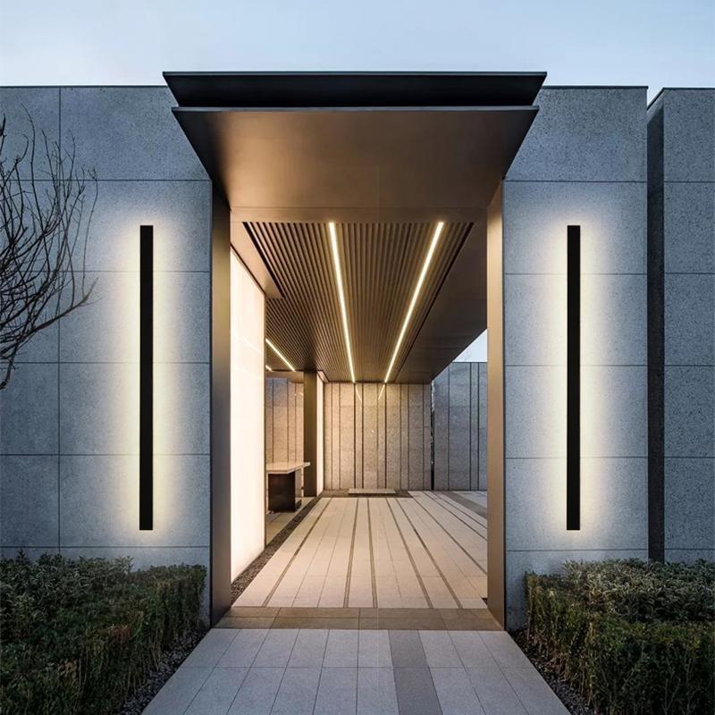 Linear LED Outdoor Wall Light - Waterproof Metal Black Fixture
