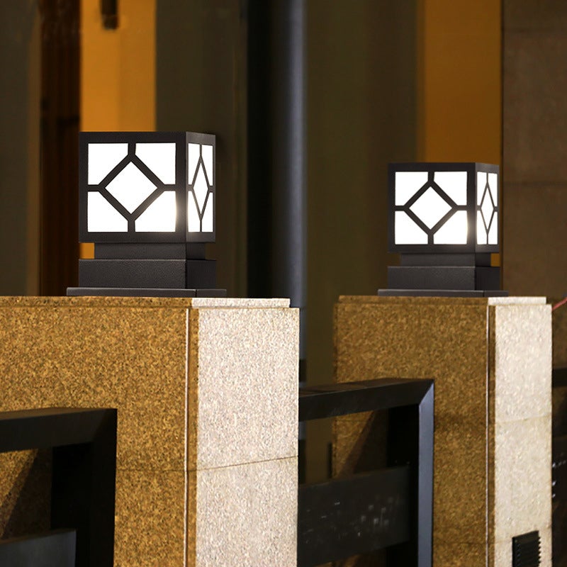 Modern Black LED Outdoor Post Light - Stainless Steel Waterproof