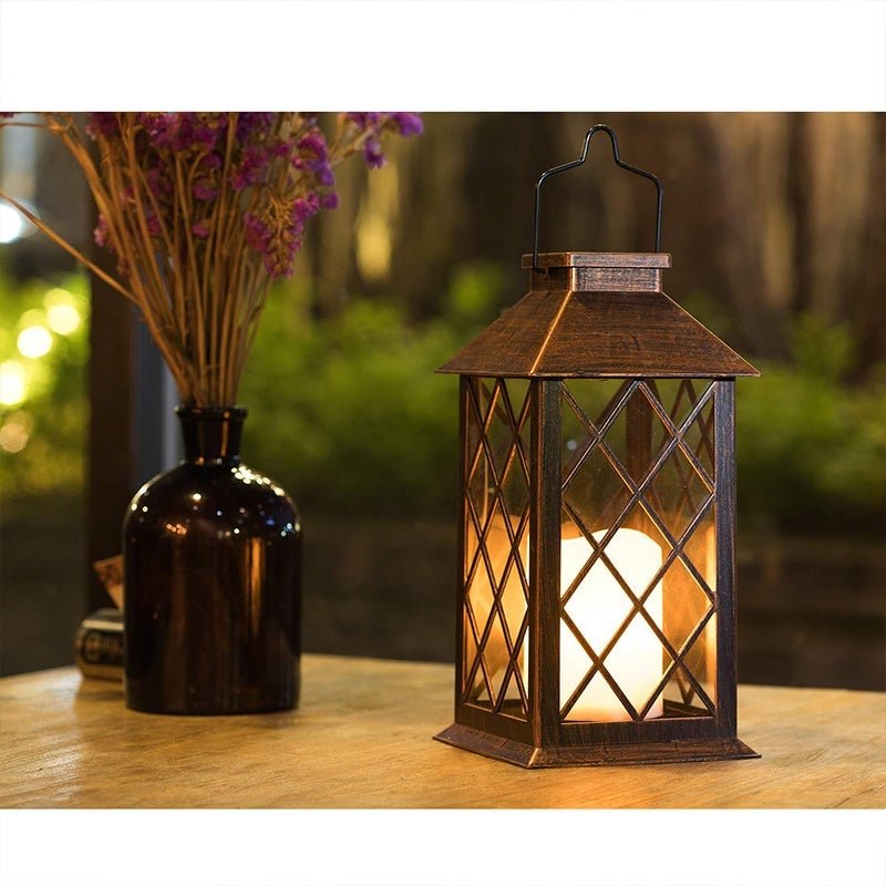 Solar LED Outdoor Lantern – Bronze Finish Vintage Lamp