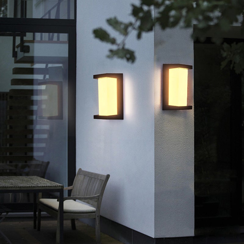 Geometric Black Aluminum Outdoor Wall Light - Modern Waterproof