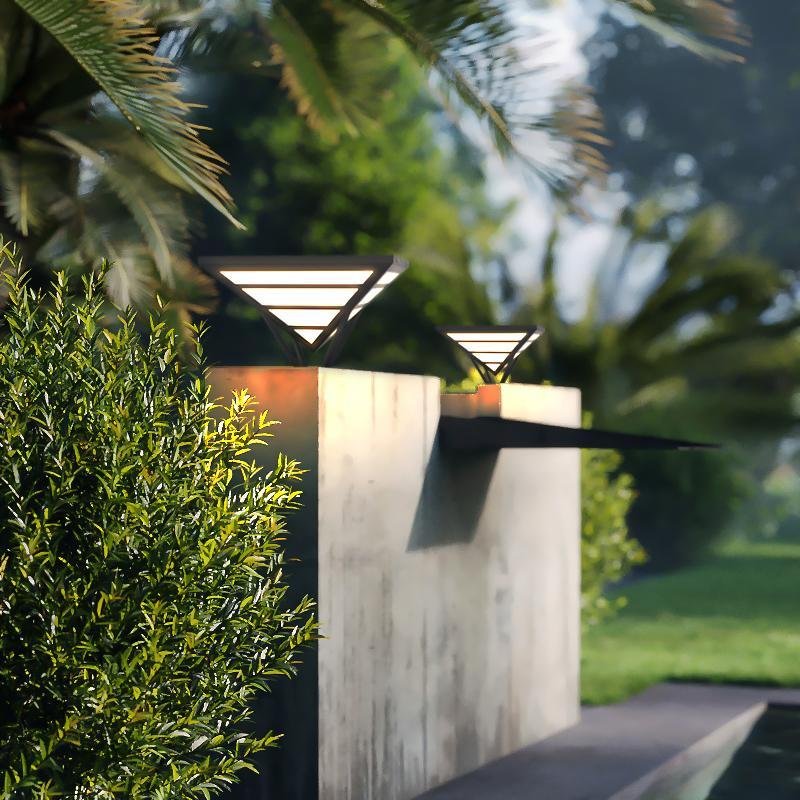 Geometric Aluminum Waterproof LED Outdoor Post Light - Modern Black