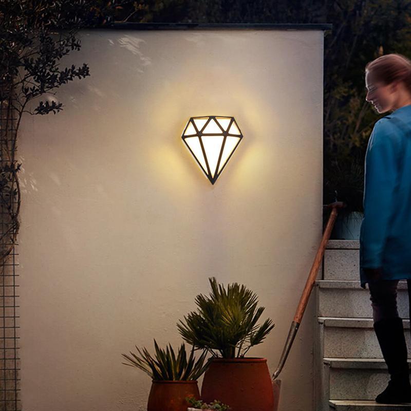 Rhombus LED Waterproof Modern Outdoor Wall Light - White