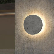 Modern Concrete Round LED Wall Light Gray Outdoor Flush Mount