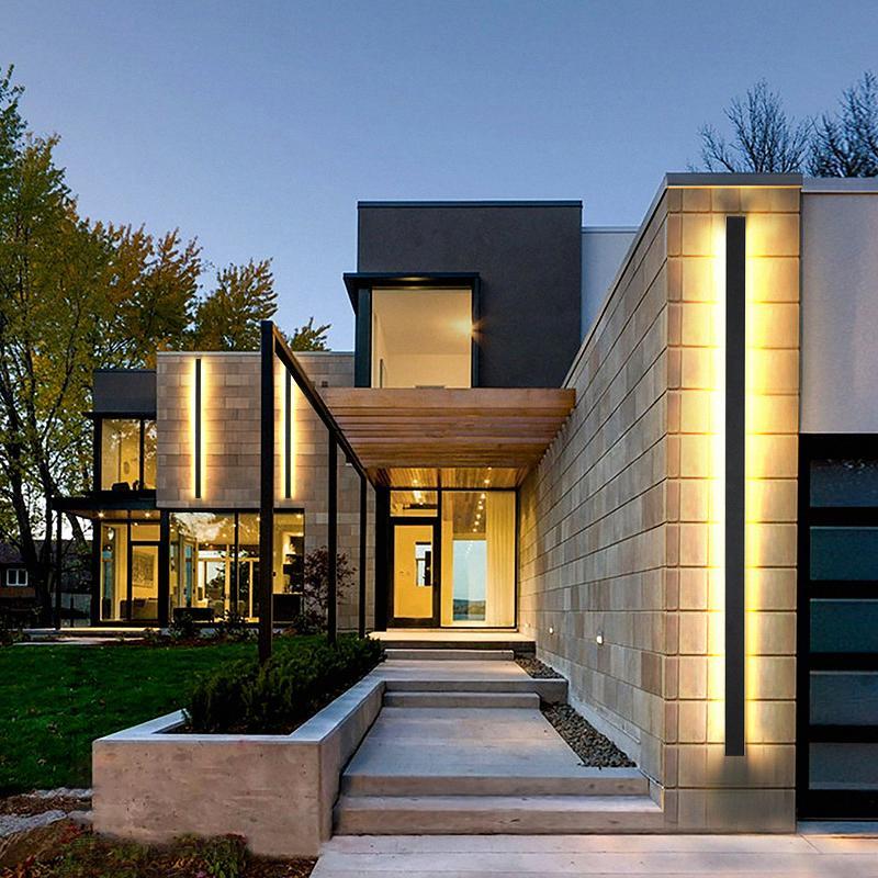 Linear LED Outdoor Wall Light Dimmable Black Aluminum Minimalist