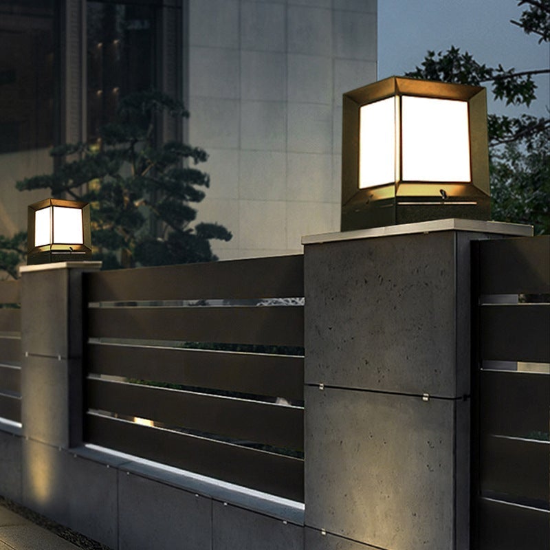 Modern Black Solar Powered Outdoor Post Light with LED