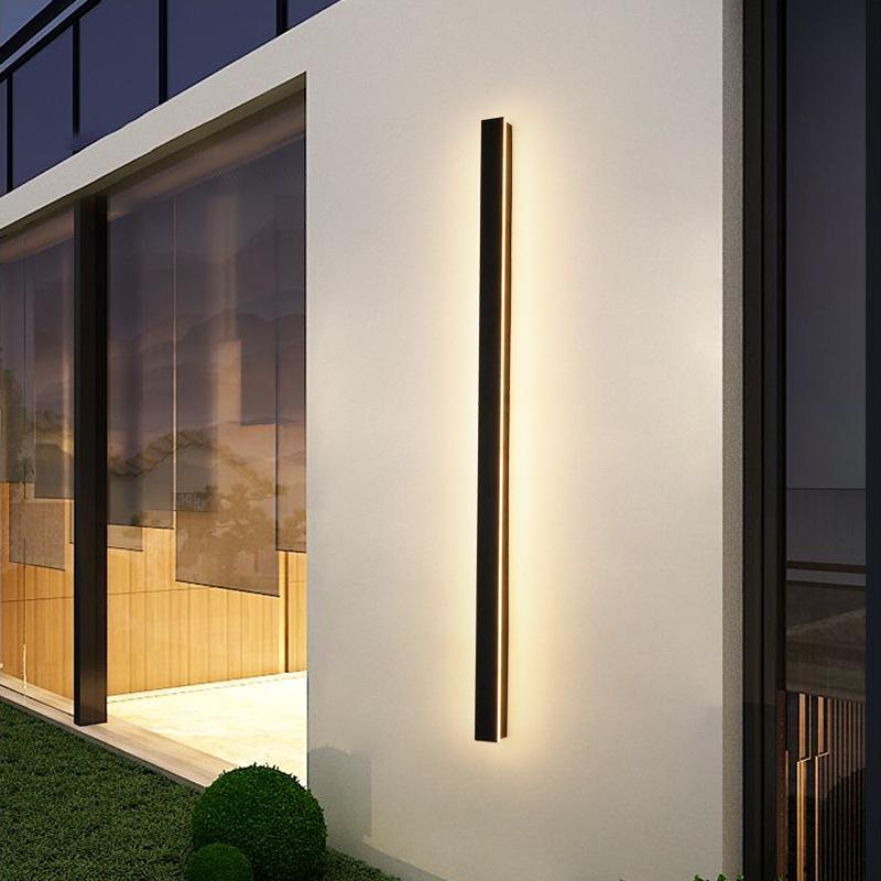 Linear LED Outdoor Wall Light - Waterproof Metal Black Fixture