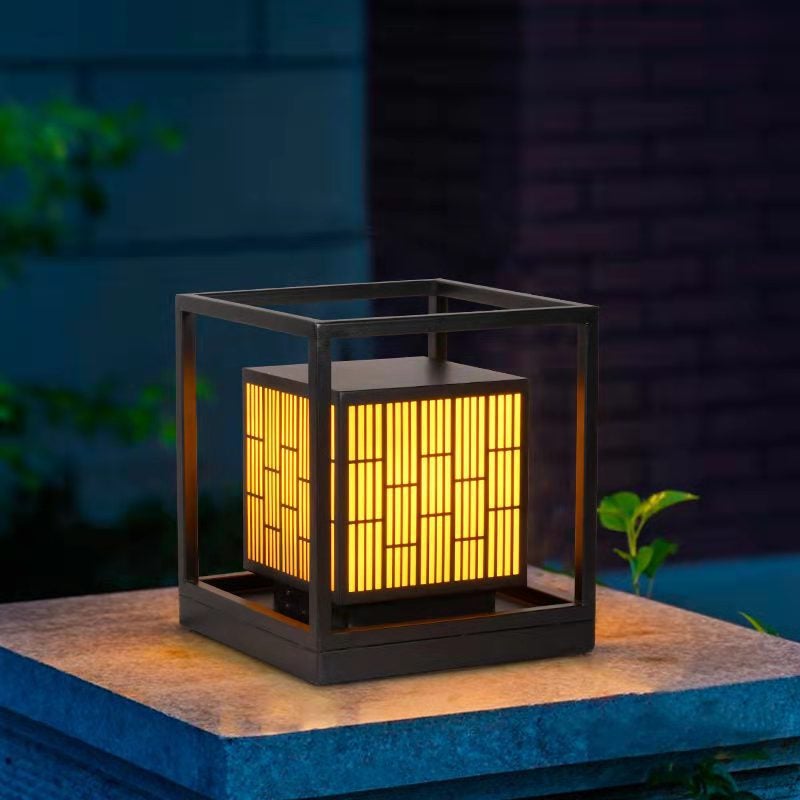Modern Geometric Solar Post Light Outdoor Waterproof LED Lamp