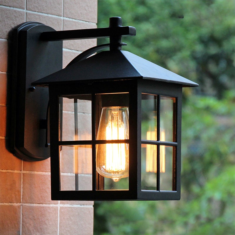 Modern Square Glass Outdoor Wall Light with Aluminum Frame