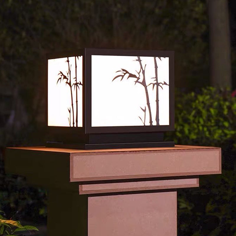 Modern Solar Geometric Pillar Light - Acrylic & Stainless Steel