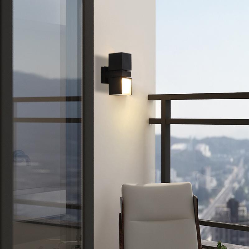 Adjustable Square Up Down Outdoor Wall Light Black Aluminum