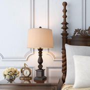 24" Rustic Bronze Resin Table Lamp with Drum Shade