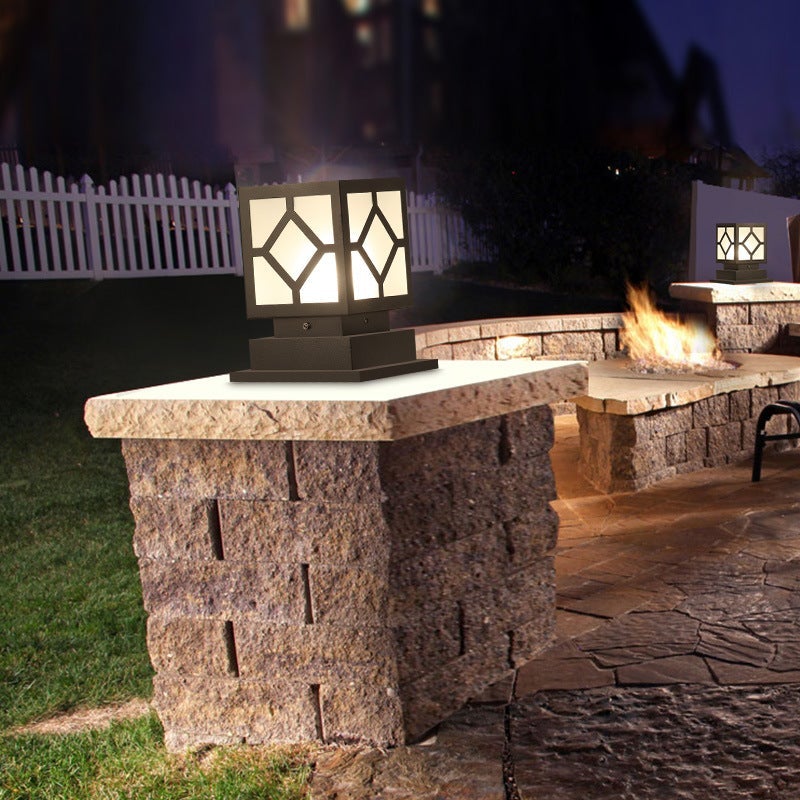 Modern Black LED Outdoor Post Light - Stainless Steel Waterproof