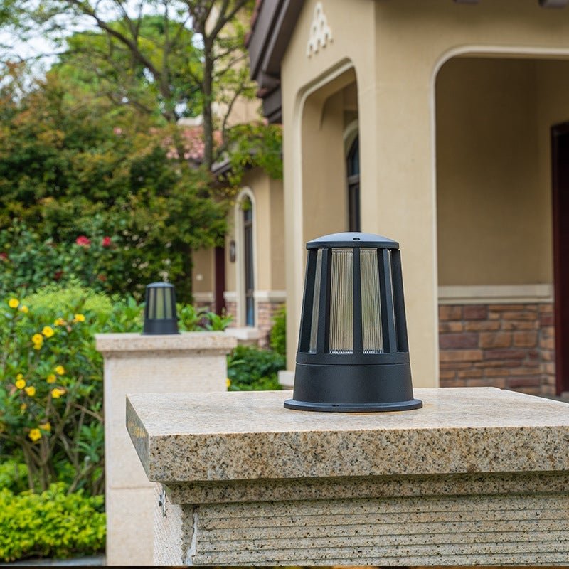 Modern Geometric LED Outdoor Post Light - Aluminum & Acrylic