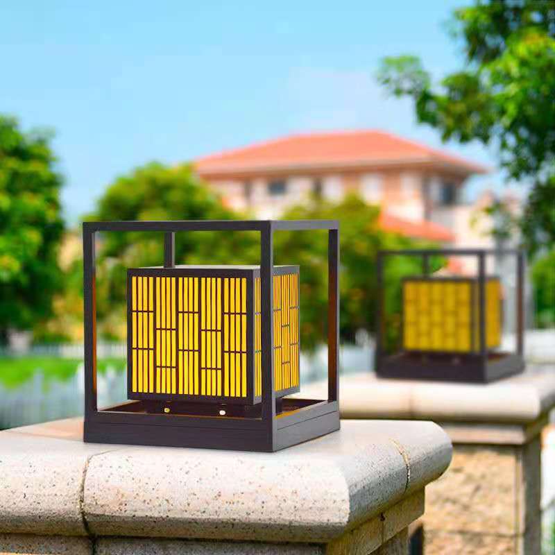 Modern Geometric Solar Post Light Outdoor Waterproof LED Lamp