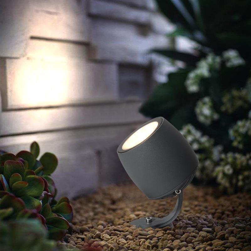 Modern Aluminum LED Outdoor Spotlight - Waterproof Garden Light Gray