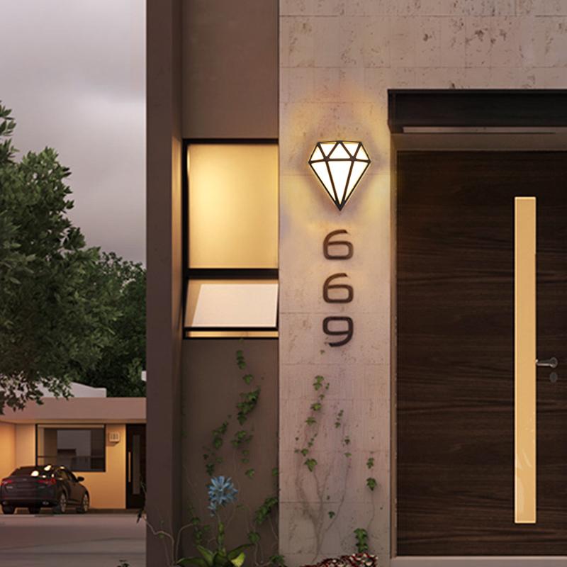Rhombus LED Waterproof Modern Outdoor Wall Light - White